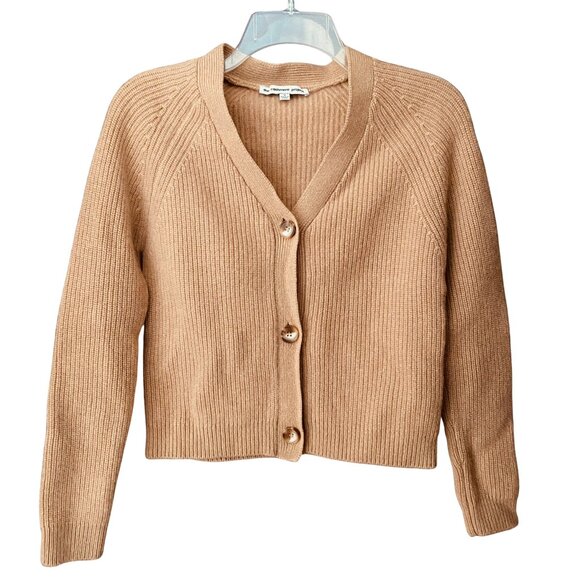 The Cashmere Project Brown Raglan Ribbed Button Cardigan - Small - Picture 3 of 9